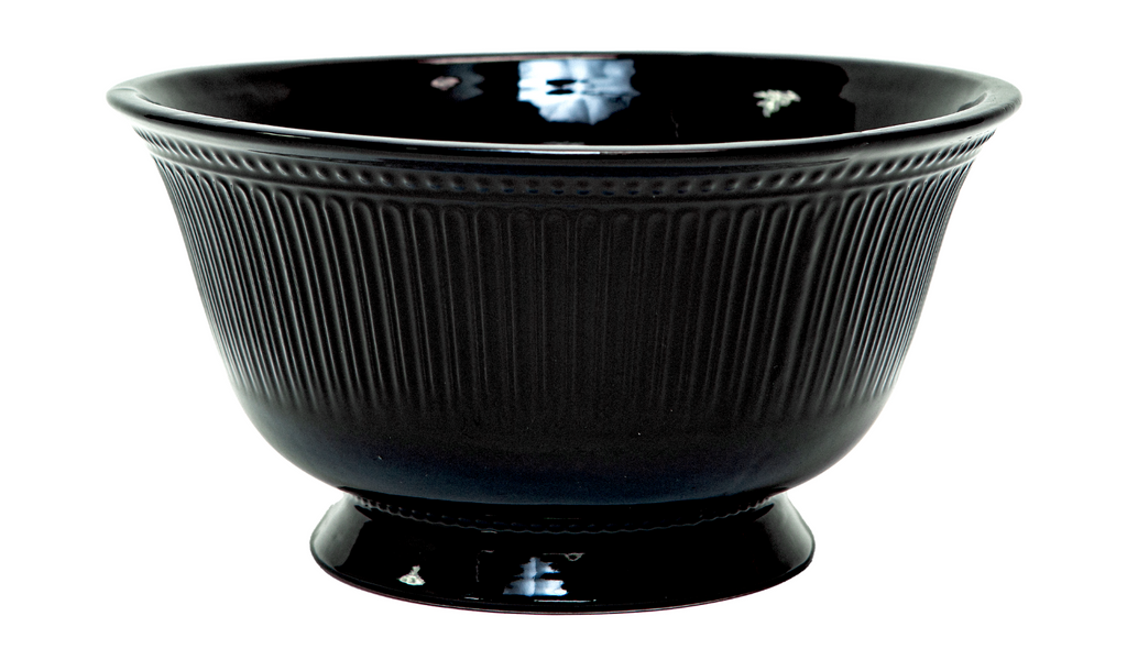 black ceramic bowl on a white background