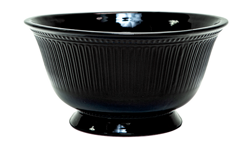 black ceramic bowl on a white background